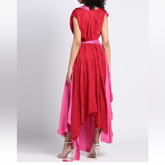 BALENCIAGA Asymmetric draped paneled satin-jacquard maxi dress - Picture 3 of 11